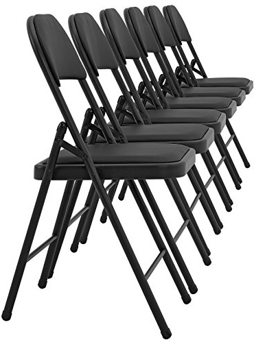 pro.tec Set di 6 Sedie da Conferenza con Telaio Pieghevole in Metallo Sedie da Ufficio Studio Pranzo Visitatore con Schienale e Seduta Imbottiti in Similpelle 80 x 46 x 50 cm - Nero