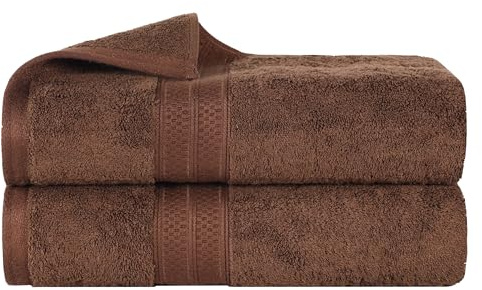 Superior Rayon from Bamboo Cotton Blend Bath Towel Set, Ideal for Bathroom, Guest Bath, Gym, Spa, Bathroom Decor, Home Essentials, Includes; 2 Bath Towels, 2 Pack, 30” x 54, Cocoa