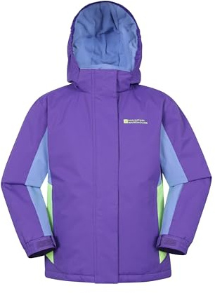 Mountain Warehouse Honey Kids Ski Jacket - Snowproof, Fleece Lined Snow Coat with Hood - Boys and Girls Winter Warm Skiing, Snowboarding & Outdoors Purple Kids Size 9-10 Years