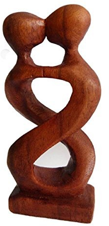 Holz Figur Skulptur Abstrakt Holzfigur Statue Afrika Asia Handarbeit Deko Zweisam Größe 30 cm