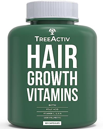 TreeActiv Hair Savior, Biotin + Saw Palmetto Hair Growth Vitamins, Volumizer & Thickening Supplement, Folate, MSM, B Complex Hair Growth Pills, 60 Capsules, 30-Day Supply