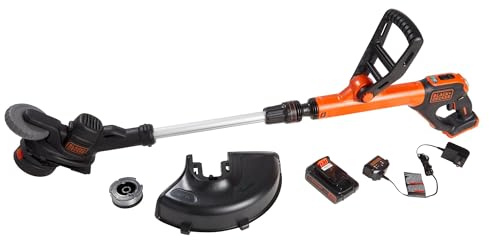 BLACK+DECKER 20V MAX 12 Inch Weed Eater Cordless String Trimmer and Wheeled Edger Lawn Tool with Spool, 2.5Ah Battery and Charger Included, Lightweight, 2 Speed PowerDrive (LST522)