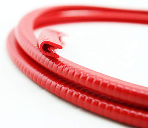 SMI-Kantenschutzprofil KS1-4R für 1-4mm PVC mit Stahleinlage Rot selbstklemmend ohne Kleber - Kantenschutz, Kederprofil, Kantenprofil, Kantenschutzleiste für Autotüren, Bleche (5 m)