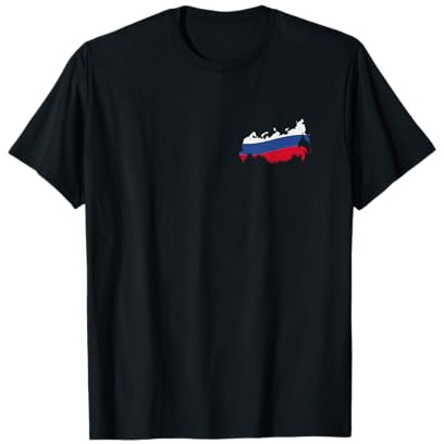 Russische Fahne Wappen Russin Moskau Fun Europa - Russland Flagge Rossija Land Russia Russe Russisch Deko T-Shirt - Schwarz, Klein, Unisex-Erwachsene, Halbarm, T-Shirt, Sport, Urlaub