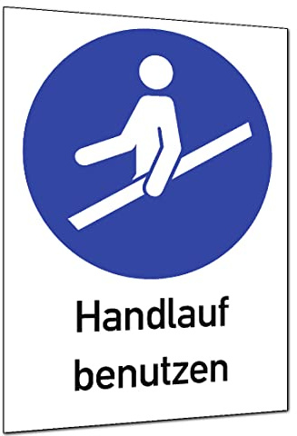 Handlauf benutzen ISO 7010, Kombischild, Kunststoff, 210x297 mm