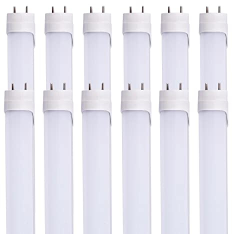 MKUJOO 12pcs 2FT 10W T8 Tube Light White Daylight 6000k T8 LED Bulbs Household Lights Ballast Bypass G13 Base 2 Foot Milky Cover Fluorescent Tube lamp Replacement AC100-277V (10w Milky, 12 Count)