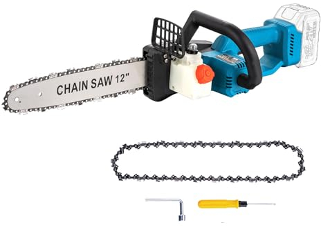 KATSU FIT-BAT 21V Motosega a Batteria 12 con 2 Catene e Pompa dell'Olio Manuale, Motosega Elettrica per Taglio del Legno Potatura Giardinaggio, senza Batteria 102738