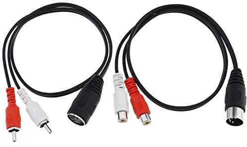 EMSea 2 Stück DIN 5 Pin auf 2 RCA Kabel Ersatz 5 Pin DIN Männlich Weiblich Stecker auf 2 RCA Männlich Weiblich Stecker Kabelzubehör für Lautsprecher Hi-Fi Geräte Stereoanlage
