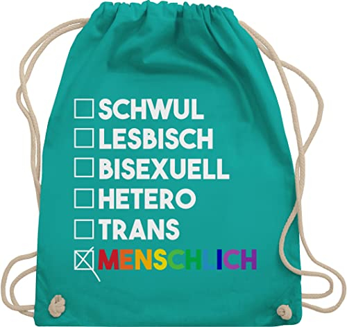 Turnbeutel Rucksack - LGBTQ Kleidung Flag - Menschlich - Deine Wahl - Pride - Regenbogen - weiß - Unisize - Türkis - lgbtq-tasche lgbt schwul beutel lgbtq+ csd rucksäcke lesbian turnsackerl lqbtq