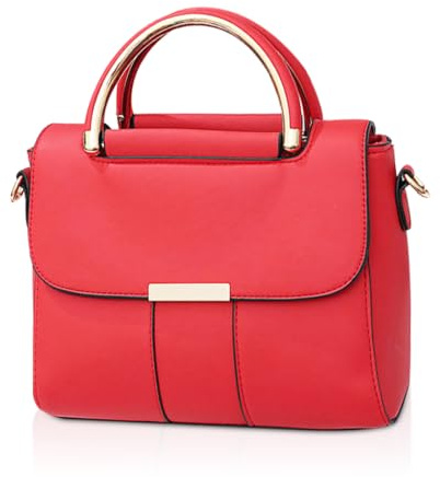 FANDARE Damen Handtaschen Elegant Handy Umhängetasche Crossbody Tasche PU Leder Schultertasche Frauen Handytasche zum Umhängen Schultertasche Portemonnaie Geldbörse Damentasche Rot