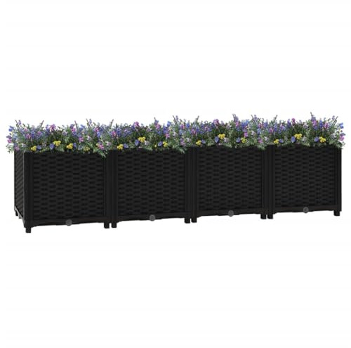 puraday Jardinière de Jardin 160x40x38 cm Noir Polypropylène Lit de Plantation Offre Suffisamment d’Espace Pot de Terrasse Balcon pour Plantes Légumes Herbes Aromates Fleurs