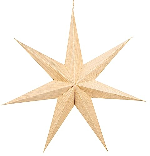 Logbuch-Verlag großer Papierstern Natur 39 cm XXL Stern zum Aufhängen aus Papier Holz-Optik Weihnachten Fenster Schaufenster Deko