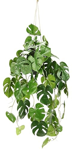 Hängende Kunstpflanze Splitphilo Hängeampel künstliche Hängepflanzen im Topf Girlande Blattbusch Monstera exotische Zimmerpflanze Busch Seidenblumen Dekopflanze Grünpflanze Seidenpflanze Dekopflanze