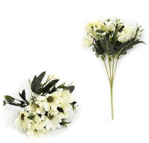 LVTFCO Fiore di simulazione fatto a mano in stile europeo dipinto ad olio margherita bouquet azalea bianco viola decorazione per ufficio matrimonio,1