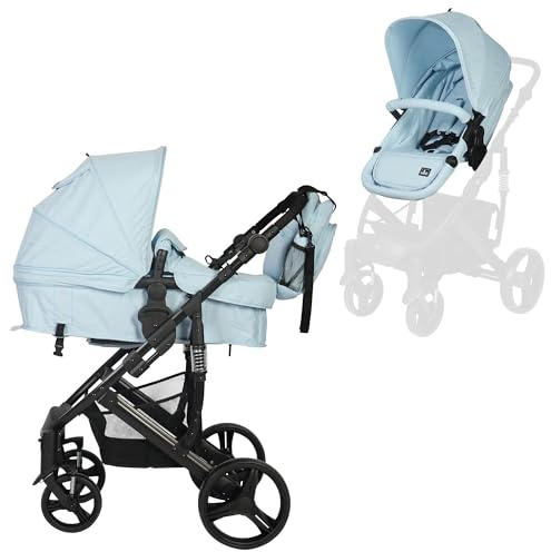 TORAL Carrito Bebe 2 en 1 - Cochecito Bebe Convertible y Versátil con Accesorios, Carro Bebe 2 Piezas, Elegante y Práctico Coche para Bebé, Ideal para Viajes y Paseos Urbanos. Modelo Corinto Azul