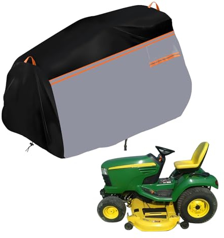 SWTHM 420D Rasenmäher Abdeckung, Anti-UV Rasenmäher Schutz Wetterfest Universal Garten Rasentraktor Abdeckung mit Gummiband & Aufbewahrungstasche für John Deere EGO Fast Rasenmäher (Fahren)
