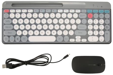 Juego de Ratón y Teclado Inalámbrico para Ordenador, Juego de Ratón y Teclado Inalámbrico , 4 Canales, Cómodo, Resistente Al Agua, Recargable para Oficina (BLACK)