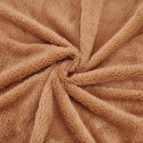 BENECREAT 160 x 50 cm Tela de pelo sintético con pelo corto, tela de piel precortada de color camello para manualidades, parches de piel peluda para disfraces, ropa, alfombras, cojines, decoraciones