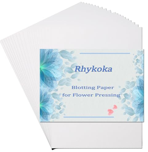 Rhykoka Blotting papper för blompress, 20 ark 20 x 26 cm stort blompresspapper, mycket absorberande och återanvändbart herbariumpapper (7,87 x 10,23 tum)
