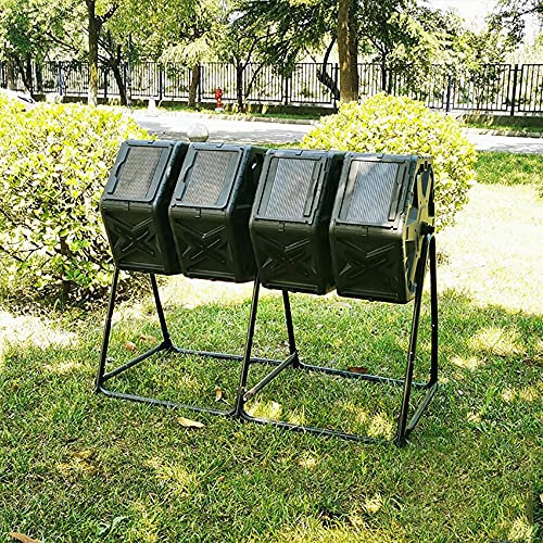 WTTTTW Outdoor Composting Bins, Many Chamber Tumbling Composting Bin with Doors, Tumbler Rotating Batch Composter Bin for Garden Kitchen Yard, Black,74Gallon/280L