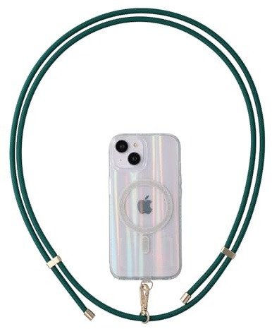 AHABIPERS Silicone Phone Lanyard, 1.68m*6mm Adjustable Universal Mobile Phone Neck Strap Crossbody with Patch, Phone Strap Chain for iPhone, Samsung, Most Smartphones and Cases - Aventurine Green