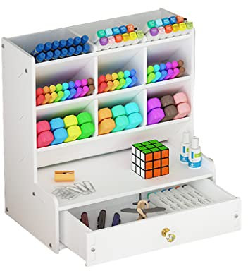 WZYYCV Organizer Desk stifte Holz Kunststoffplatte Multifunktionale Stifthalter Aufbewahrungsbox Desktop Stationäres Lagerregal Für Zuhause, Büro Und Schule Organizer Desk stifte
