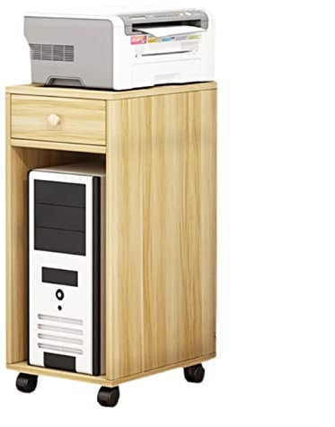 Soporte Torre PC Soporte de torre for PC con almacenamiento, soporte for CPU rodante de madera de 2 niveles con cajón, soporte for caja de PC con carrito de impresora móvil for oficina en casa Soporte