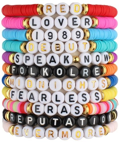 11PCS TS Inspired Friendship Bracelets Set, Colourful Beaded Friendship Bracelets, TS Album Inspired Trendy Adjustable Bracelets for Girls, Stylish & Durable Wristbands for Everyday Wear