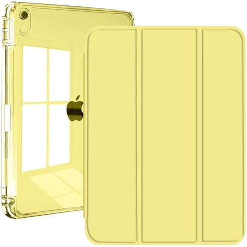 A-BEAUTY Custodia Compatibile con iPad (A16) 11a/10a Generazione (2025/2022) con Portapenne, Cover Trasparente Antiurto, Auto Sonno/Veglia, Giallo