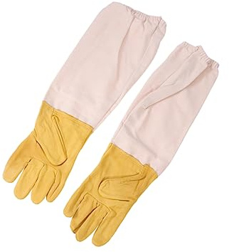 HOMSFOU Imkerhandschuhe für Sicheren Schutz mit Maximaler Flexibilität aus Leder und Atmungsaktivem Material bei Bienenzucht und Handhabung von Werkzeugen