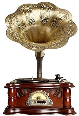 SGKOMN Phonographe Bluetooth Hi-FI et Domestique, Version Portable, Gramophone, Haut-Parleur de Caisson de Basses de Style rétro Vintage, décoration stéréo pour Salon