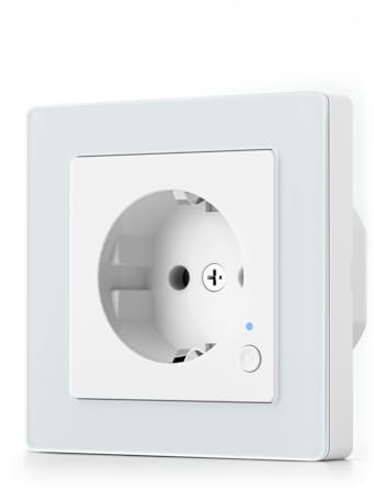 SMARTERCURRY Smart WLAN Schuko Steckdose 13A Weiß 1 Stück, Smart Steckdosen mit Strommessung, Energieeinsparung, Zeitschaltuhr Steckdose, Kompatibel mit Alexa/Google Home, Child Lock