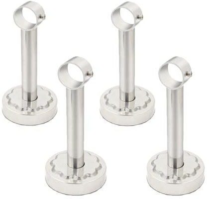 Homieco Staffa di Montaggio a Soffitto per Tende 4 Pezzi Bastone per Tende Acciaio Inossidabile Supporto Flangia Staffe per Asta Armadio per Appendi Abiti a Parete