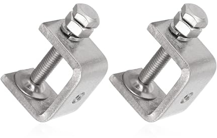 Stainless Steel C Clamps Mini 1 Inch for Mounting, Heavy Duty Metal U Clamps for Metal Working, Small Desk Clamp with Stable Wide Jaw Opening & Protective Pads/I-Beam Design (2pcs)