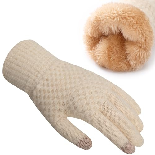 Clothirily Winter Gloves for Women, Touchscreen Warm Fleece Lined Gloves