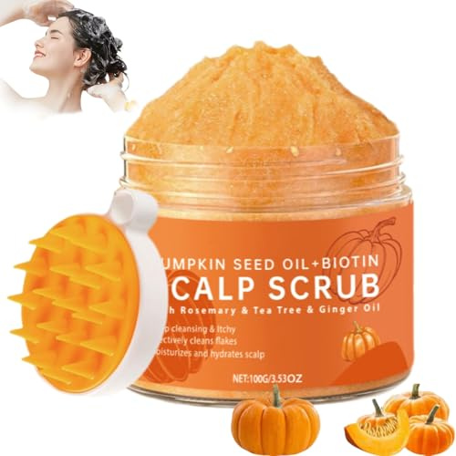 Gommage Du Cuir Chevelu,Citrouille Gommage Cuir Chevelu,Exfoliant Pour Cuir Chèvelu Au Citrouille,Exfoliation Douce Pour Un Cuir Chèvelu Sain,Capillaire Nourrissant Avec Masseur Du Cuir Chevèlu,120g