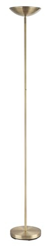 Happy Homewares Designer LED Uplighter Floor Lamp in Antique Brass with Memory Dimmer Button | 20w 2200 Lumens | 3000k Warm White | Adjustable Head | 180cm x 25cm