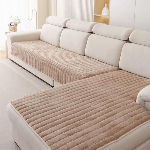 Generisch Weicher Flanell-Sofabezug, Sofa Überzug 1 2 3 4 Sitzer, Couchbezug Sofadecke L Form Ecksofa Couch Überwurfdecke Anti Rutsch für Wohnzimmer Waschbar,Braun,70 * 120cm