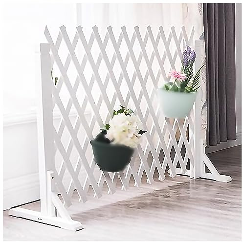 Panneau de treillis de jardin pliable pour une utilisation en intérieur et en extérieur, largeur extensible 34 cm-160 cm, clôture en bois autoportante, écran de jardin rétractable (couleur : blanc