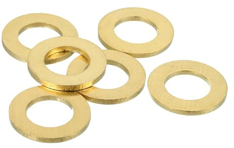 QUARKZMAN 6 Piezas Arandelas Planas Latón M16 Kit Arandelas Cobre Aplastamiento Conjunto 16mm ID 30mm OD 2.5mm Grosor Para Tornillos Reparación Maquinaria Construcción