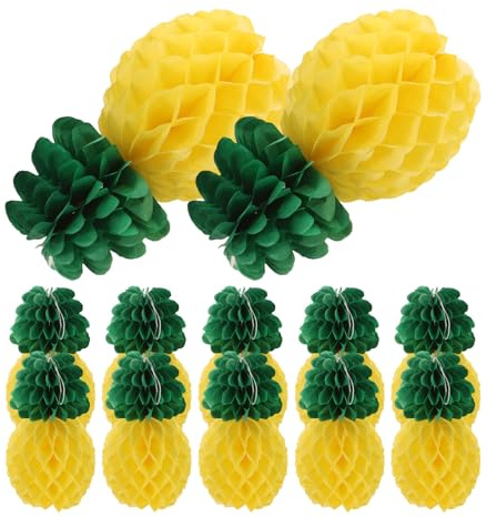 Garneck 9 Stück Ananas Wabenbälle 20cm Papieranhänger Tropische Partydekoration für Hochzeit Geburtstag Wohnzimmer Fenster