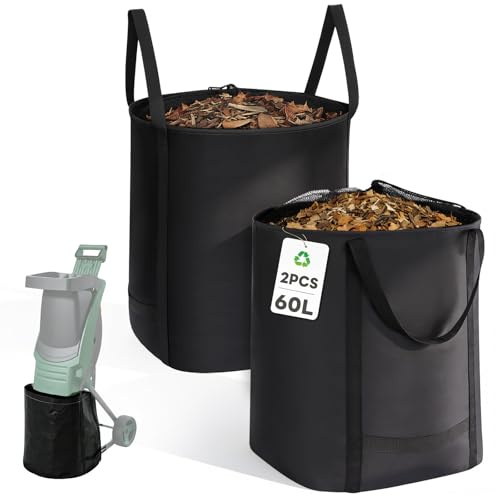 Biigdan 2 Pezzi 60L Sacchetto Raccoglitore per Trituratore | Resistente Sacco con Corda, Universale per Trituratori, Compatibile con IKRA ILH 3000 S, IMH, Güde