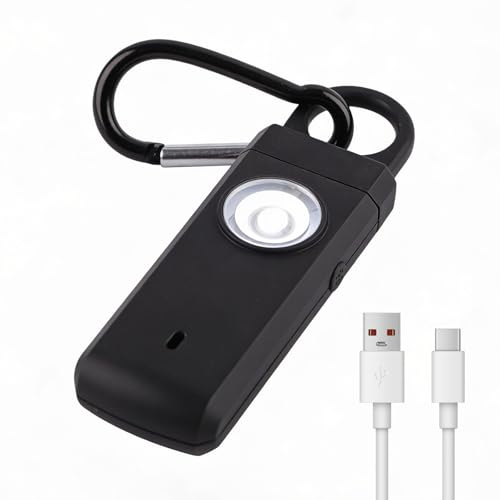 Wiederaufladbarer Persönlicher Alarm mit 130dB Lautstärke & LED-Licht, USB-C, IPX3 wasserdicht. Sicherheits-Schlüsselanhänger für Frauen, Kinder und Senioren