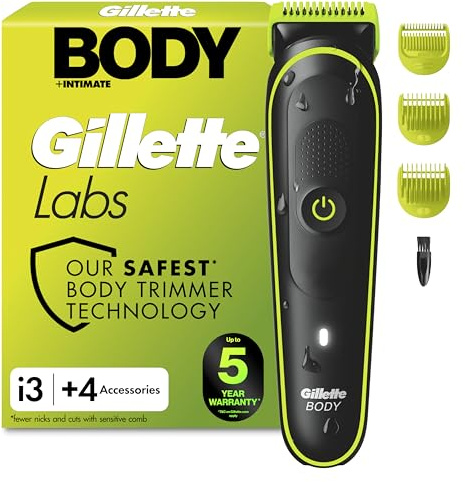 GilletteLabs i3 Body + Intimate Hair Trimmer for Men, 2 Body Combs