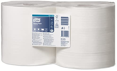 Tork 130040 Starke Mehrzweck Papierwischtücher für W1 Bodenständer- und Wandhalter-System / 2-lagige Papierrolle in Weiß / Premium Qualität / 1 x 510 m