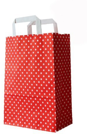 PGV Papiertragetaschen mit Flachhenkel Punkte ROT (22 + 11 x 28 cm, 100 Stück)