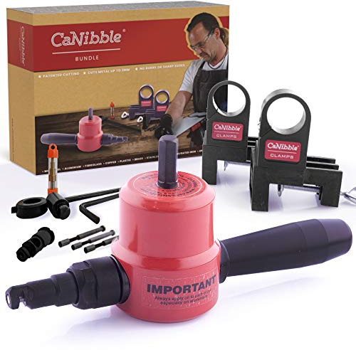 CaNibble Bundle, Professional Nibbler, Sheet Metal Nibbler, Premium Nibbler Drill Attachment, Cuts Straight lines, Curves and Circles, Australian Made