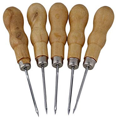 CNBTR Punzón de cuero de 12,5 cm, con mango de madera, 5 unidades