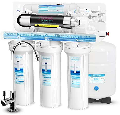 Geekpure Sistema de filtro de agua potable de ósmosis inversa de 6 etapas - 75GPD