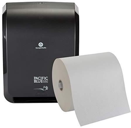 Pacific Blue Ultra 8 High-Capacity Automated Touchless Paper Towel Dispenser Starter Kit by GP PRO (Georgia-Pacific), Black Dispenser (59590) 1 White Towel Roll (26491)